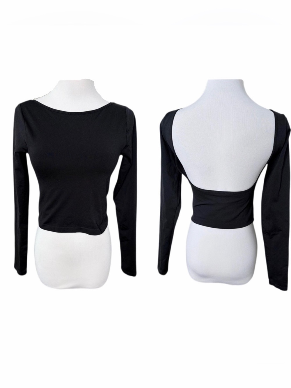 Altar’d State Intimates Black Open Back Cropped Long Sleeve Shirt - S/M